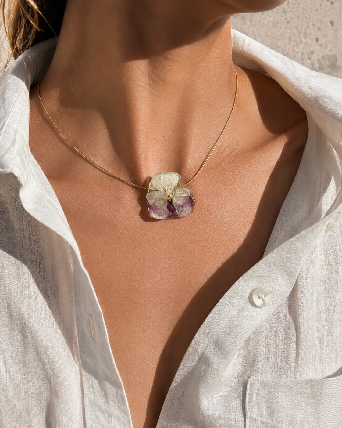 Choker Amor-Perfeito | Flor Natural Vitrificada