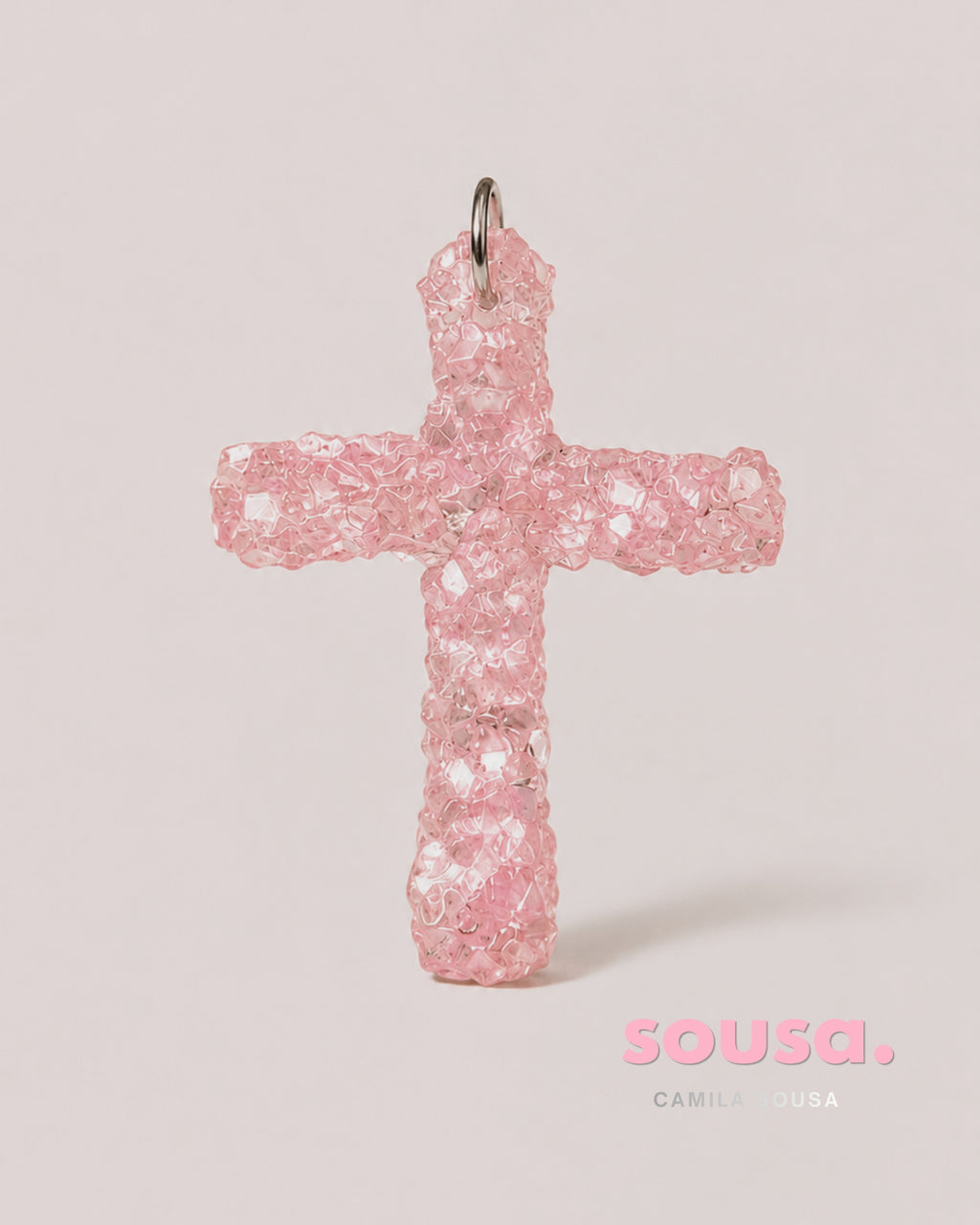 Colar Quartzo Rosa | Formas Orgânicas em Resina
