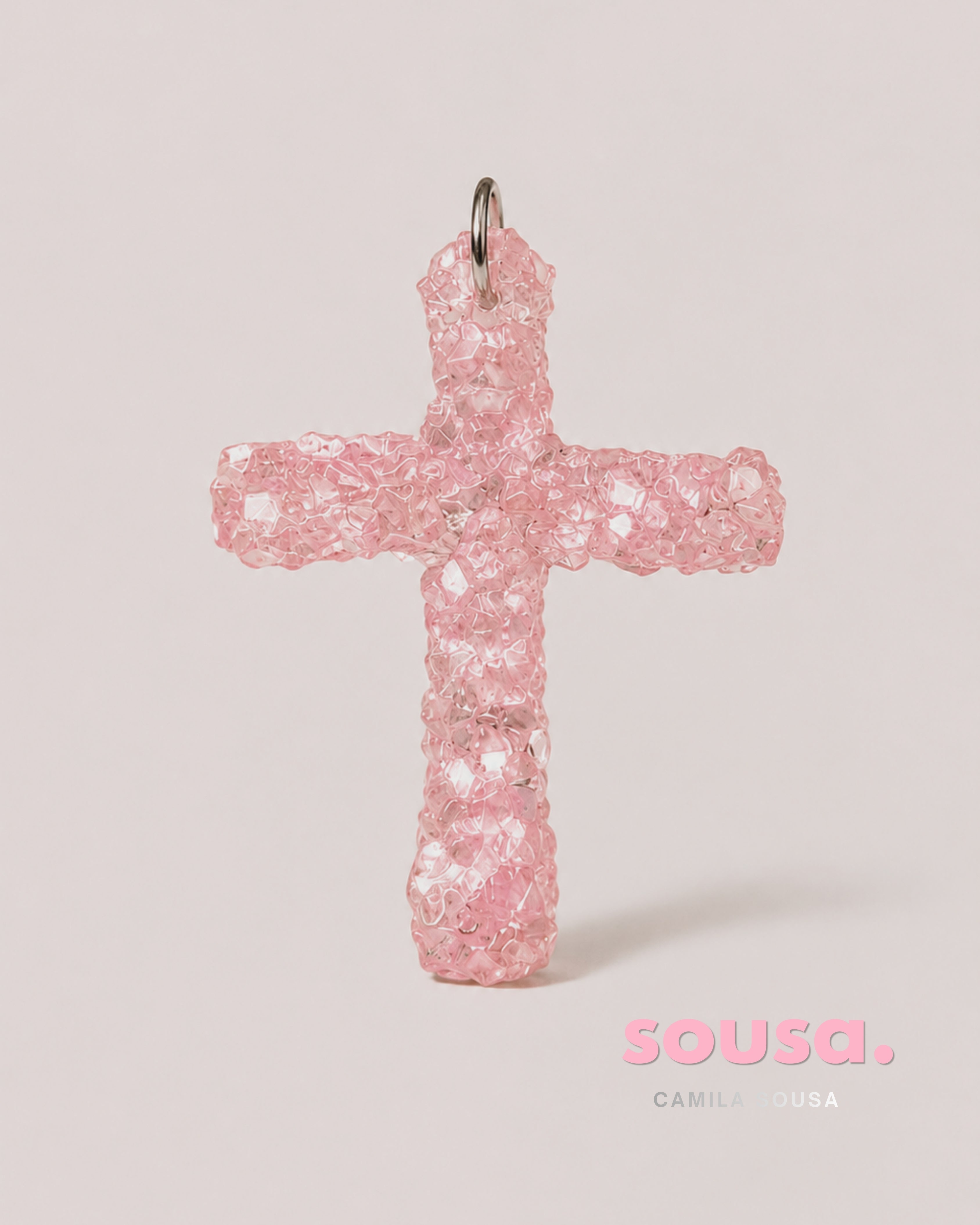 Colar Quartzo Rosa | Formas Orgânicas em Resina